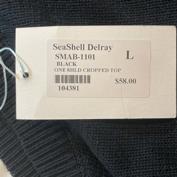 SeaShell Delray one shoulder cropped black sweater knit NWT - Picture 3 of 7